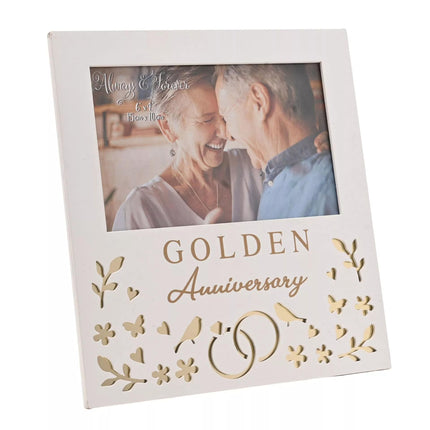 Widdop & Co. Golden Anniversary Photo Frame 4 x 6 Inch - 50th Wedding Anniversary Picture Frame Gift for Couple, Parents, Grandparents