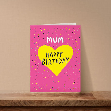 Birthday Card for Mum - Vibrant Love Heart Design - Textured Embossed Finish - Premium Greeting Card with Envelope