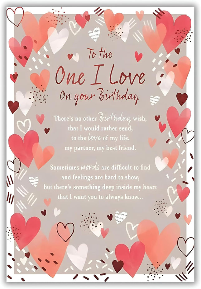 Birthday Card To the One I love – Modern Hearts Design