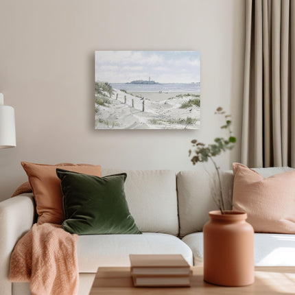 Seascape Canvas Print Wall Art - 'White Sands II' by Richard Macneil - Nautical Themed Artwork - Ready to Hang Home Décor - 30 x 40cm