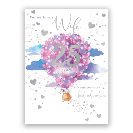 25th Anniversary Card for Lovely Wife, Silver Anniversary