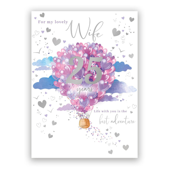 25th Anniversary Card for Lovely Wife, Silver Anniversary