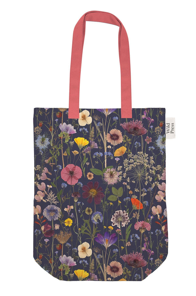 Organic Eco-Friendly Cotton Canvas Tote Bag - Purple Bloom Design by Helen Ahpornsiri - Artistic Reusable Shopping Bag