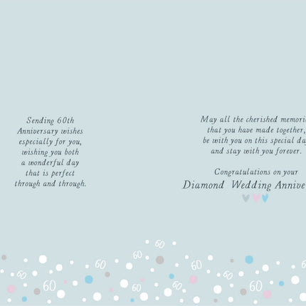 Diamond 60th Wedding Anniversary Card for Mum & Dad – Big Text & Hearts Design