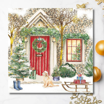 Charity Christmas Cards Pack of 10 - Festive Puppy Dog in the Snow - Premium Greeting Cards Multipack with Envelopes - Supporting UK Charities