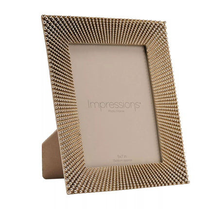 Widdop & Co. Sunburst Beaded Champagne Photo Frame 5 x 7 Inch - Decorative Resin Picture Frame - Freestanding Luxury Photo Display for Home Décor