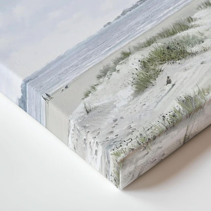 Seaside Dog Walk Canvas Wall Art - 'White Sands III' by Richard Macneil - Charming Coastal Print - Ready to Hang Home Décor - 40cm x 30cm