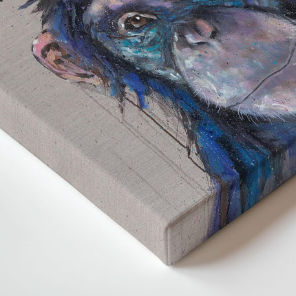 Artistic Chimpanzee Canvas Wall Art - 'Charlie' Painting by Louise Luton - Animal Themed Artwork - Ready to Hang Home Décor - 40 x 40cm