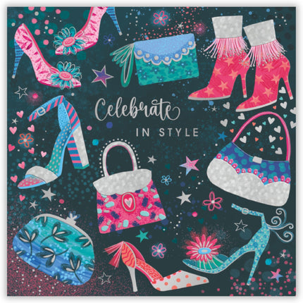 Birthday Card - Happy Birthday Card with Shoes and Handbags Design and Special Finishes - Birthday Card for Women, Girls