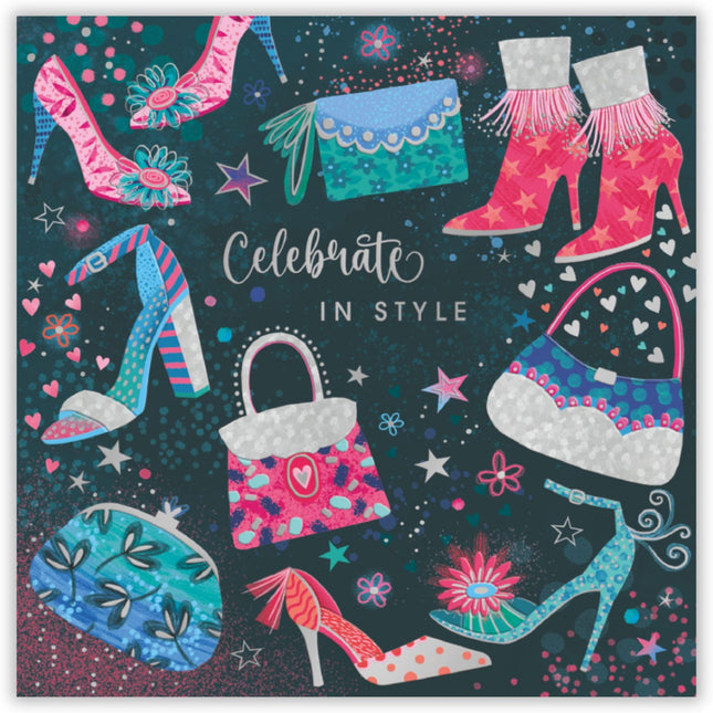 Birthday Card - Happy Birthday Card with Shoes and Handbags Design and Special Finishes - Birthday Card for Women, Girls