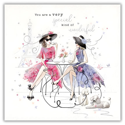 Birthday Card for Women - Feminine Paris Café Design - Embossed Foil Finish - Elegant Birthday Greeting Card
