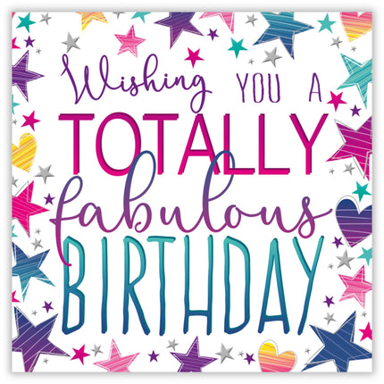 Birthday Card for Women or Girls - Vibrant Star Design - Feminine Greeting Card - 'Totally Fabulous Birthday'