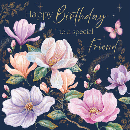 Birthday Card for Special Friend - Lovely Floral Butterflies Design - Premium Greeting Card for Her with Envelope