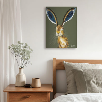 Artistic Hare Canvas Wall Art - 'Marley' by Quinn Russell - Wildlife Themed Artwork - Ready to Hang Home Décor - 30cm x 40cm