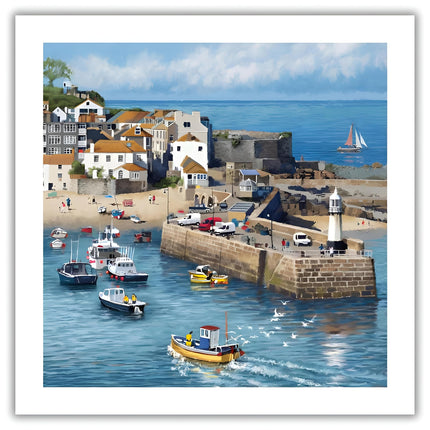 Birthday / Blank Greeting Card - Blank Card for Men / Women with St. Ives, Cornwall Seaside Village Design - General Card Suitable for Any Occasion