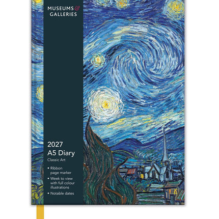 2027 A5 Desk Diary - Week to View - Classic Art