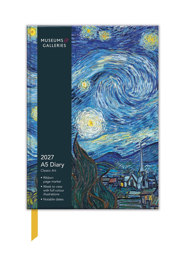2027 A5 Desk Diary - Week to View - Classic Art