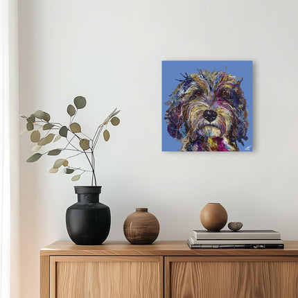 Vibrant Cockapoo Dog Canvas Print Wall Art - Cute Animal Themed Home Decor - Louise Luton Artwork - Ready to Hang 'Cockapoo' Painting - 30 x 30cm
