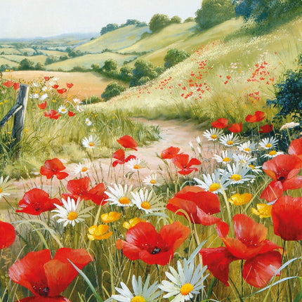 Birthday Card for Women - Scenic Floral Countryside Design - Pretty Birthday Greeting Card
