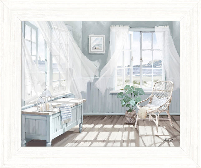 Artistic Coastal Framed Print – Beachfront Home Picture - ‘Salt Wind’ by Richard Macneil – Ready to Hang Wall Art - Seaside Themed Home Décor – 37cm x 31cm