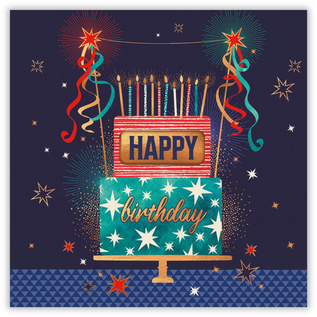 Birthday Card for Men or Boys - Modern Cake Design - Birthday Greeting Card