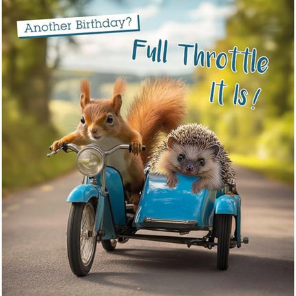 Funny Birthday Card for Men - Squirrel and Hedgehog on Bike - Birthday Greeting Card with Envelope - 'Another Birthday' Joke