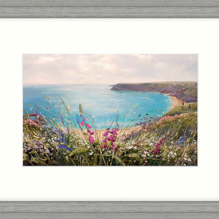Seaside Framed Print - Dancing Cloughs Painting by Marie Mills - Coastal Themed Artwork - 45 x 35 cm