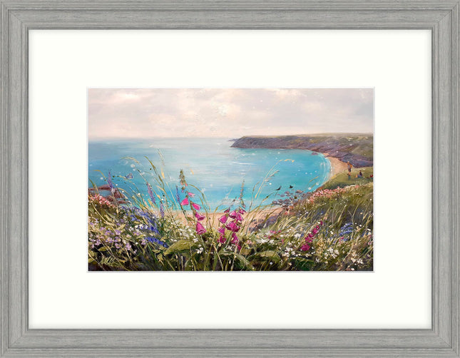 Seaside Framed Print - Dancing Cloughs Painting by Marie Mills - Coastal Themed Artwork - 45 x 35 cm