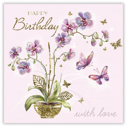Birthday Card for Women - Pretty Floral Butterfly Design - Birthday Greeting Card