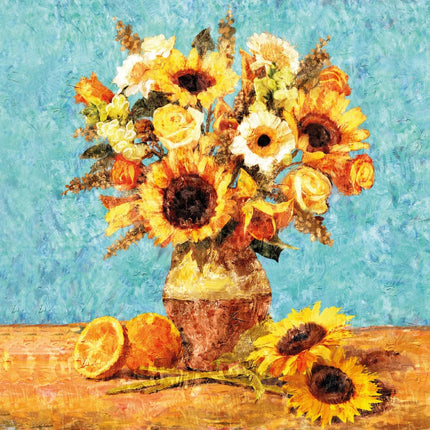 Birthday Card - Pip Wilson Artistic Sunflower Design - For Him or Her - Vibrant All Occasion Greeting Card - Blank Inside