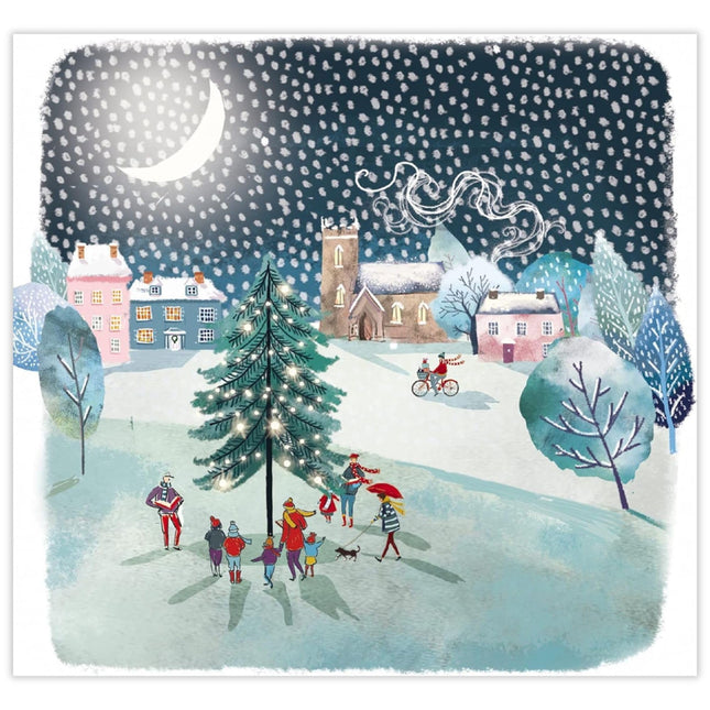 Charity Christmas Cards - Pack of 6 Premium Christmas Greeting Cards with Envelopes - Festive Carols in the Snow - Supporting UK Charities