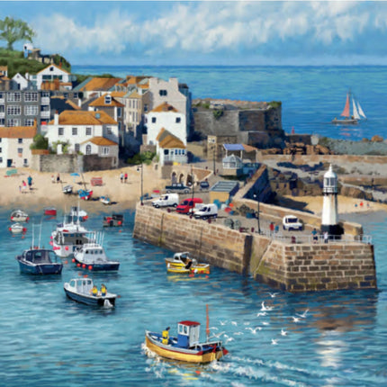 Blank Notecards Pack of 6 - Coastal Harbour Design - Scenic Blank Greeting Cards with Envelopes