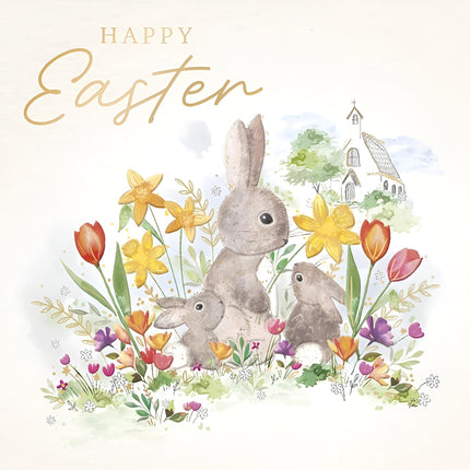 Easter Greeting Cards Pack of 6 - Happy Easter Cards with 6 Assorted Designs - Spring Flowers, Countryside and Cute - General Multipack for Family, Friends and Children - 127 x 127mm