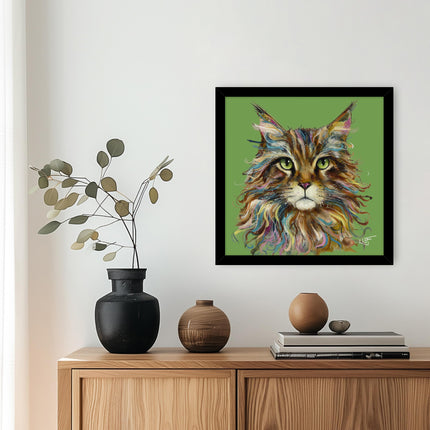 Cat Framed Print Wall Art, 43 x 43cm, Mabel by Louise Luton