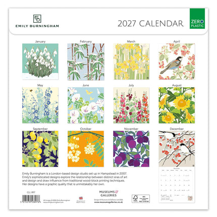Emily Burningham Floral 2027 Calendar - Month to View Wall Calendar UK - 2027 Wall Planner and Personal Organiser for Home and Office