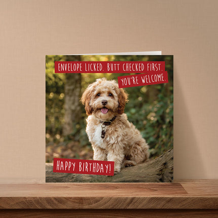 Funny Birthday Card for Dog Mum or Dog Dad - Amusing Cockapoo Butt Joke from Fur Baby, Pet or Puppy - Premium Greeting Card with Envelope