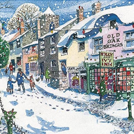 Charity Christmas Cards Pack of 20 - Festive Town Winter Scenes - Assorted Premium Greeting Cards Multipack with Envelopes - 10 Each of 2 Designs - Supporting UK Charities