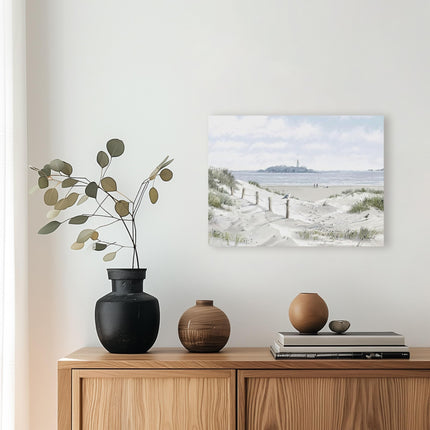 Seascape Canvas Print Wall Art - 'White Sands II' by Richard Macneil - Nautical Themed Artwork - Ready to Hang Home Décor - 30 x 40cm
