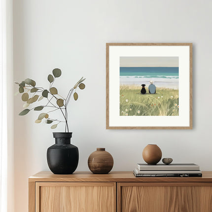 Framed Print Wall Art, 42 x 42cm, Man & His Dog by Designs