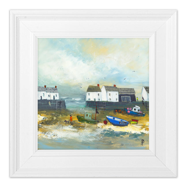 Nautical Framed Print Wall Art, 33 x 33cm, Coastal Boats Design