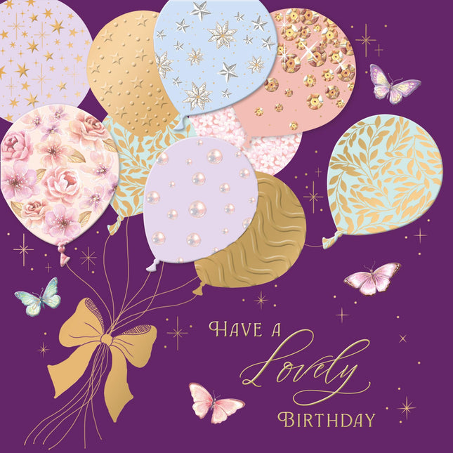 Birthday Card for Women - Elegant Floral Balloons & Butterflies - Premium Greeting Card with Envelope - Eco-Friendly & Recyclable