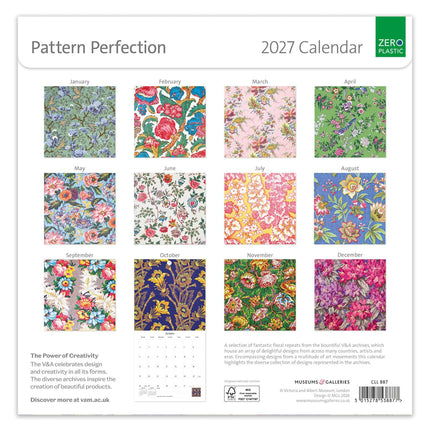 Pattern Perfection 2027 Calendar - Month to View Wall Calendar UK - 2027 Wall Planner and Personal Organiser for Home and Office
