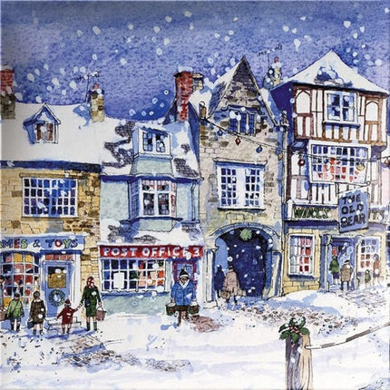 Charity Christmas Cards Pack of 20 - Festive Town Winter Scenes - Assorted Premium Greeting Cards Multipack with Envelopes - 10 Each of 2 Designs - Supporting UK Charities