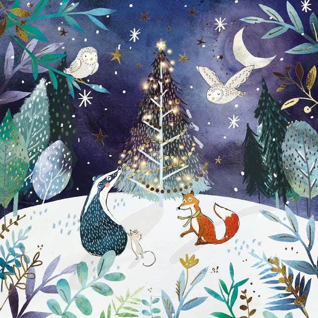 Charity Christmas Cards Pack of 6 - Charity Christmas Cards with Woodland Animals and Decorative Tree Design - Eco-Friendly Xmas Cards Multipack with Envelopes