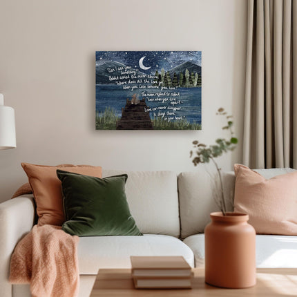 Love Never Disappaers' Canvas Print – Sentimental Rabbits & Moon Wall Art Picture for Bereavement, Loss of Loved One, Thinking of You Gift – 32×42cm