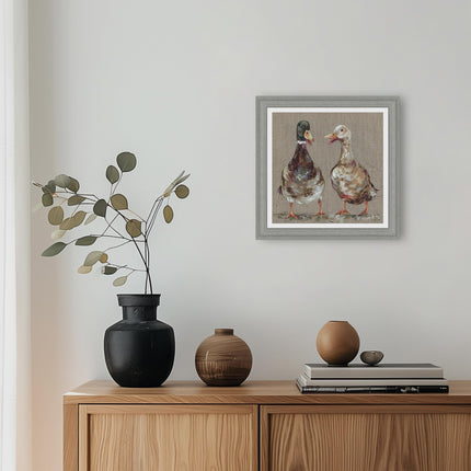 Framed Print Wall Art, 35 x 35cm, Duck Design by Nicola Jane Rowles
