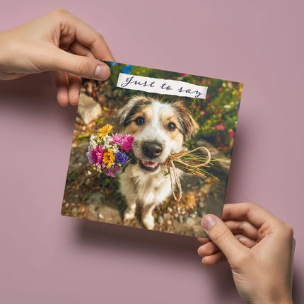 Blank Notecards Pack of 6 - Cute Dog & Flowers Design - Premium Greeting Cards Multipack with Envelopes - Suitable for Birthday, Thank You & Other Occasions