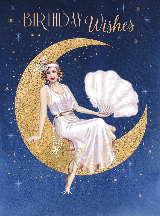 Birthday Card for Women - Glamorous Art Deco Design - Embossed Gold Foil Finish - Premium Greeting Card with Envelope