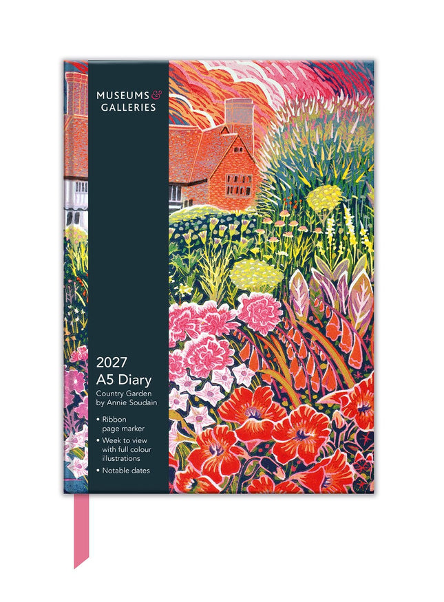 2027 A5 Desk Diary - Week to View - Country Garden by Annie Soudain