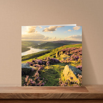 Blank Greeting Card for Men or Women - Charming Bamford Edge Countryside Landscape - Peak District Premium Greeting Card with Envelope - Suitable for Birthdays & Other Occasions